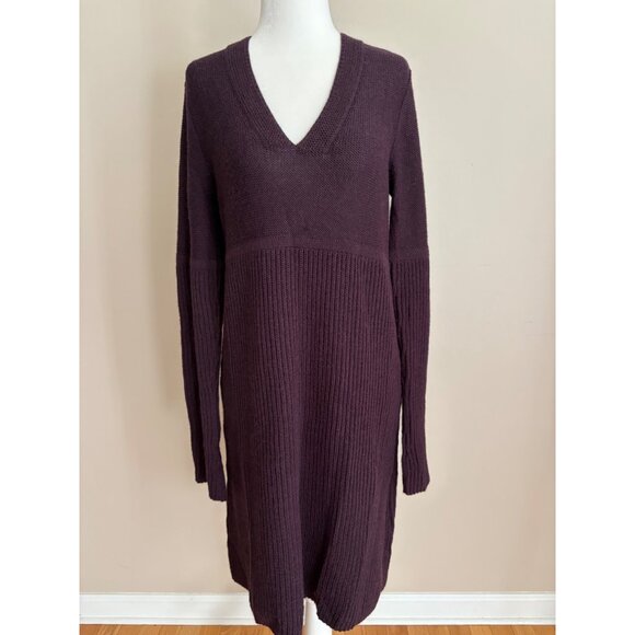 The North Face V-Neck Alpaca Wool Blend Cozy Sweater Midi Dress in Purple Size M - Picture 2 of 13